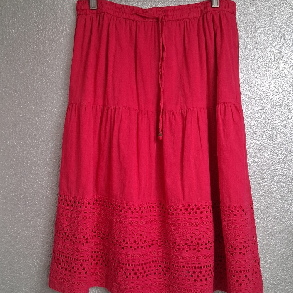 NAOO Pink Midi Skirt With Eyelet Hem     Size XL